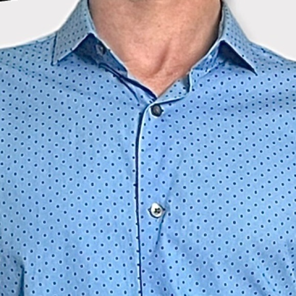 Express Other - Express Modern Fit Button down Dress Shirt Polkadot Size L